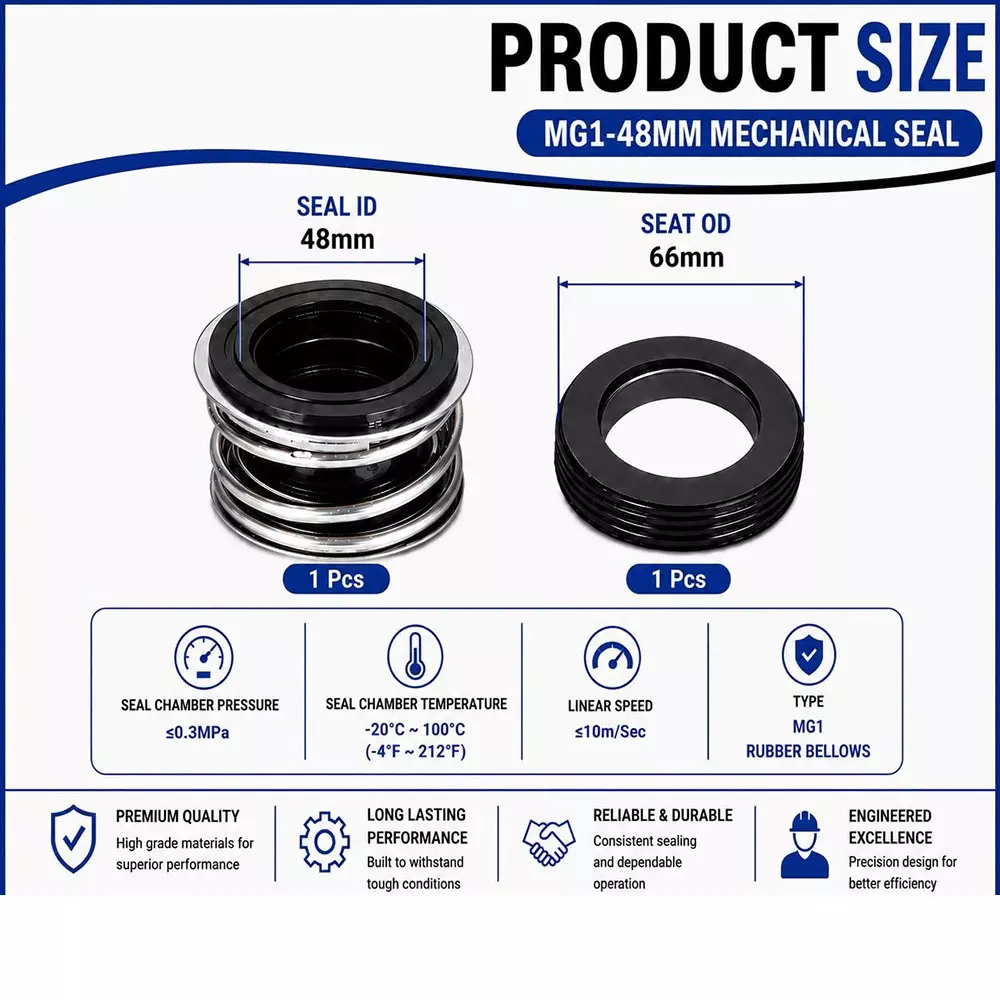 generic-mechanical-seal-mg12-with-g60-stationary-seat-48-mm-shaft-size-10-to-120c-temperature-range-and-nbrss304carbon-body-for-pumps-lt-s12-48
