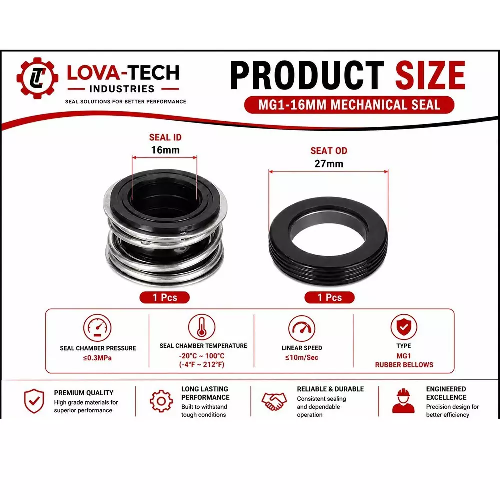 lova-tech-mechanical-seal-mg1-with-g60-stationary-seat-16-mm-shaft-size-10-to-120c-temperature-range-and-nbrss304carbon-body-for-pumps-lt-s01-16