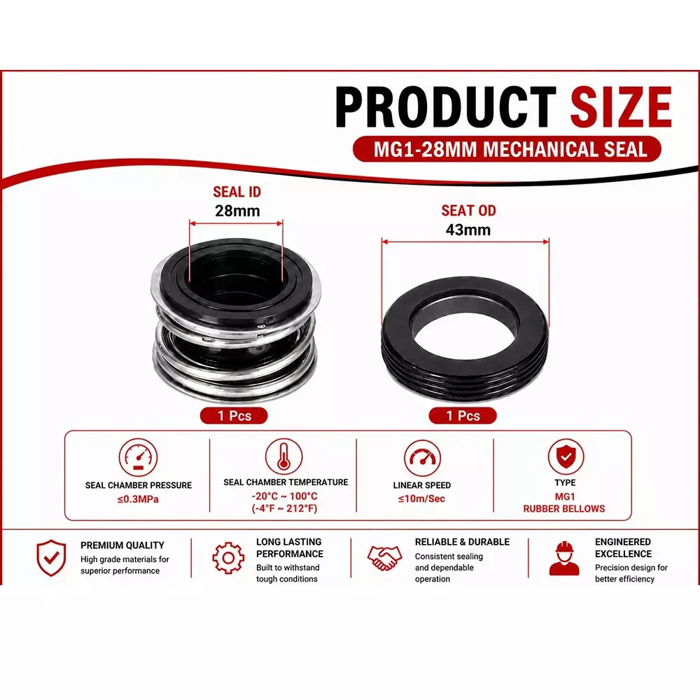 generic-mechanical-seal-mg1-with-g60-stationary-seat-28-mm-shaft-size-10-to-120c-temperature-range-and-nbrss304carbon-body-for-pumps-lt-s01-28