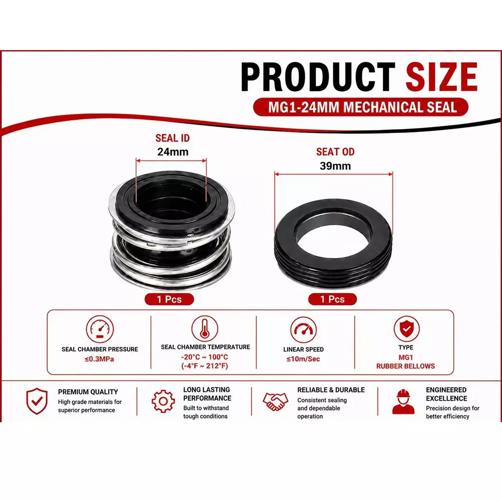 generic-mechanical-seal-mg1-with-g60-stationary-seat-24-mm-shaft-size-10-to-120c-temperature-range-and-nbrss304carbon-body-for-pumps-lt-s01-24