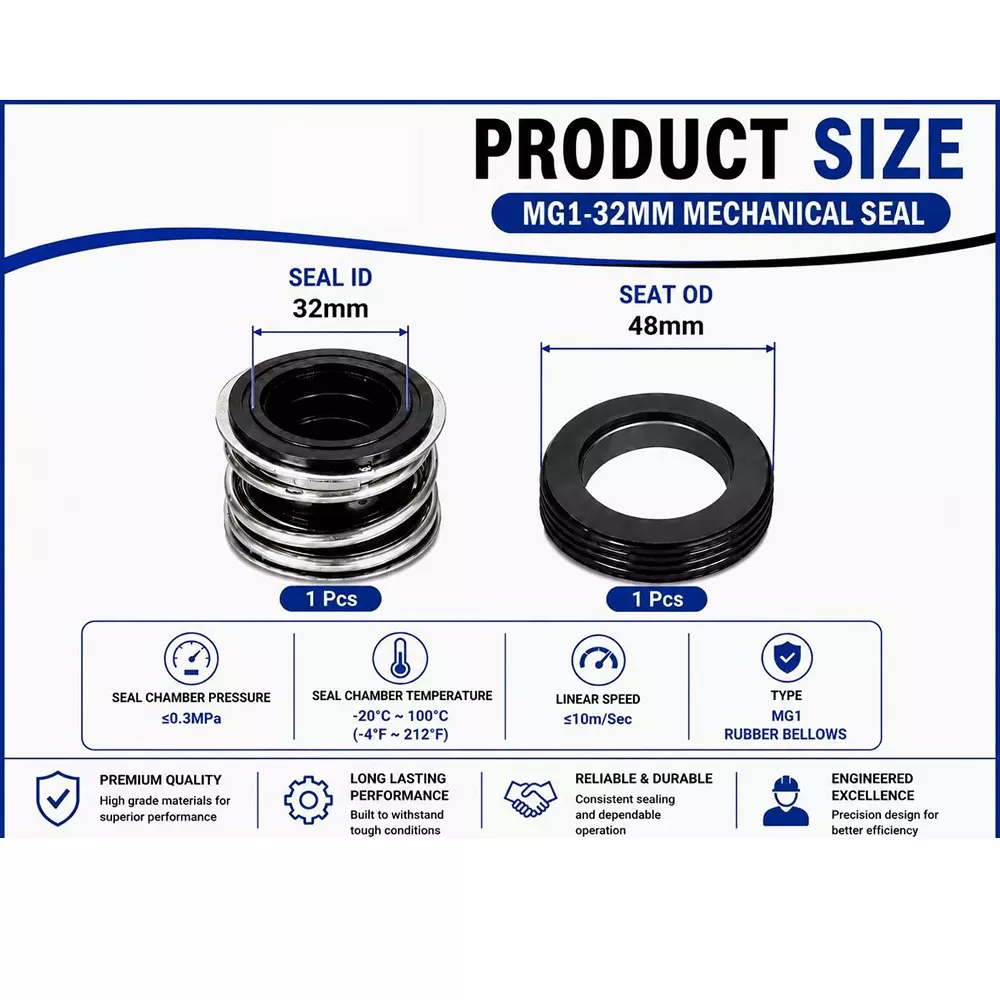 generic-mechanical-seal-mg12-with-g60-stationary-seat-32-mm-shaft-size-10-to-120c-temperature-range-and-nbrss304carbon-body-for-pumps-lt-s12-32