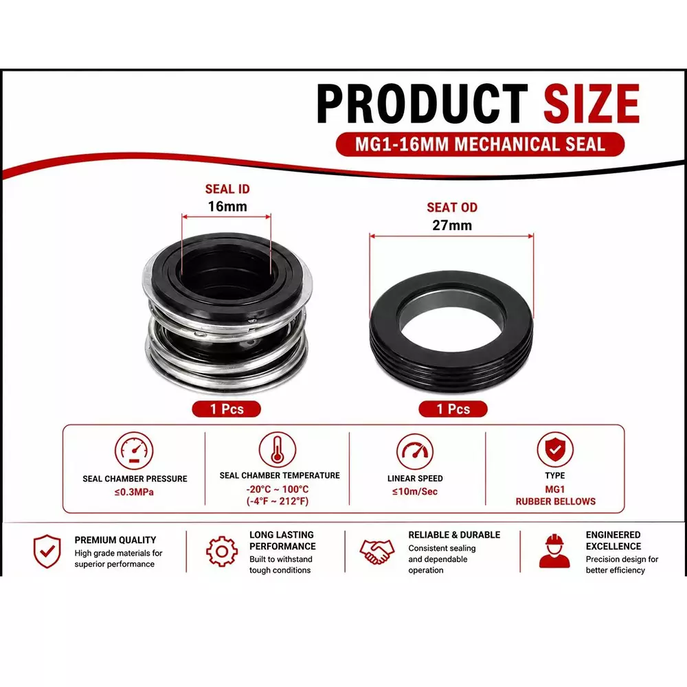 generic-mechanical-seal-mg1-with-g60-stationary-seat-16-mm-shaft-size-10-to-120c-temperature-range-and-nbrss304carbon-body-for-pumps-lt-s01-16