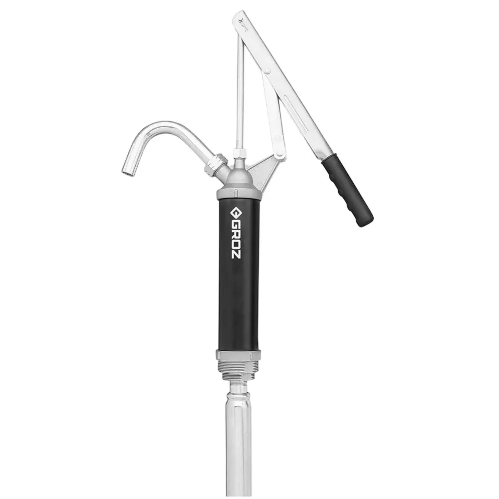 Groz Lever Action Barrel Pump Steel Body with Aluminum Die Cast Head & Rubber Grip Handle Built in 38 & 51 mm (1-1/2 & 2 inch) Bung Adaptor, LBP/04