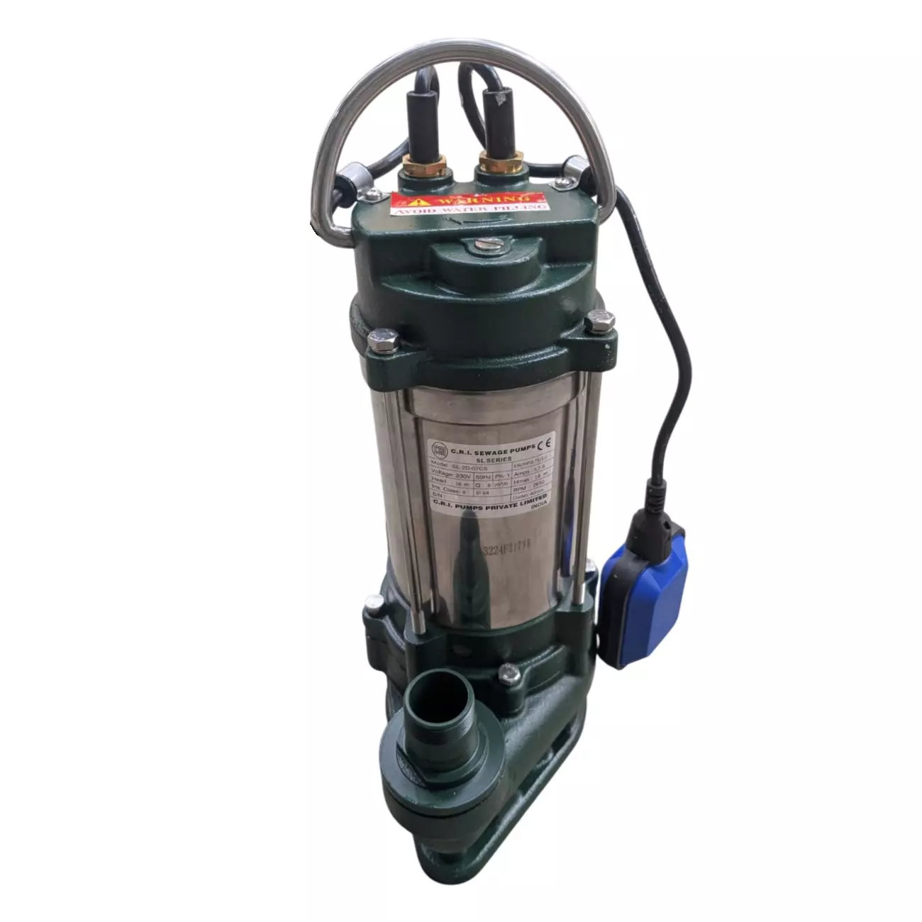 CRI SL-2D Series 1 HP Single Phase Sewage Submersible Pump, SL-2D-07CS