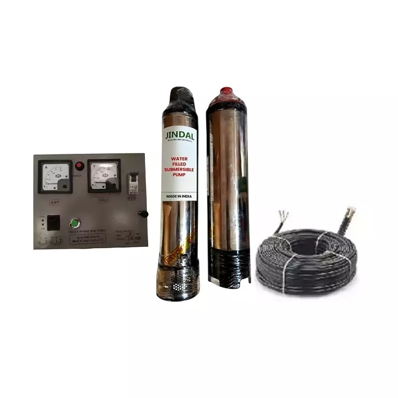 Jindal 2 HP 15 Stage Single Phase Water Filled Borewell Submersible Submersible Pump with Control Panel and 60 m Cable