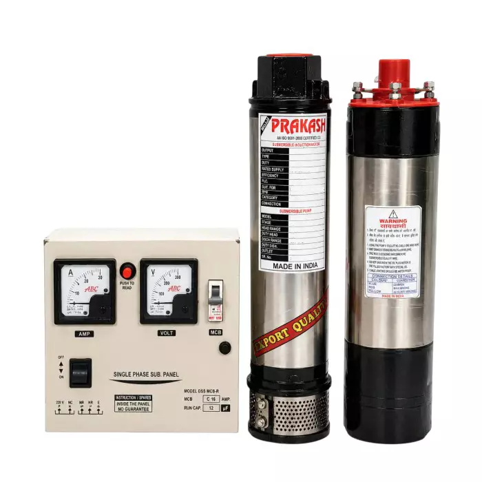 BALAJI PRAKASH 1.5 HP Single Phase Oil Filled Submersible Pump With Control Panel 100 mm Bore Size 50 m Head Range