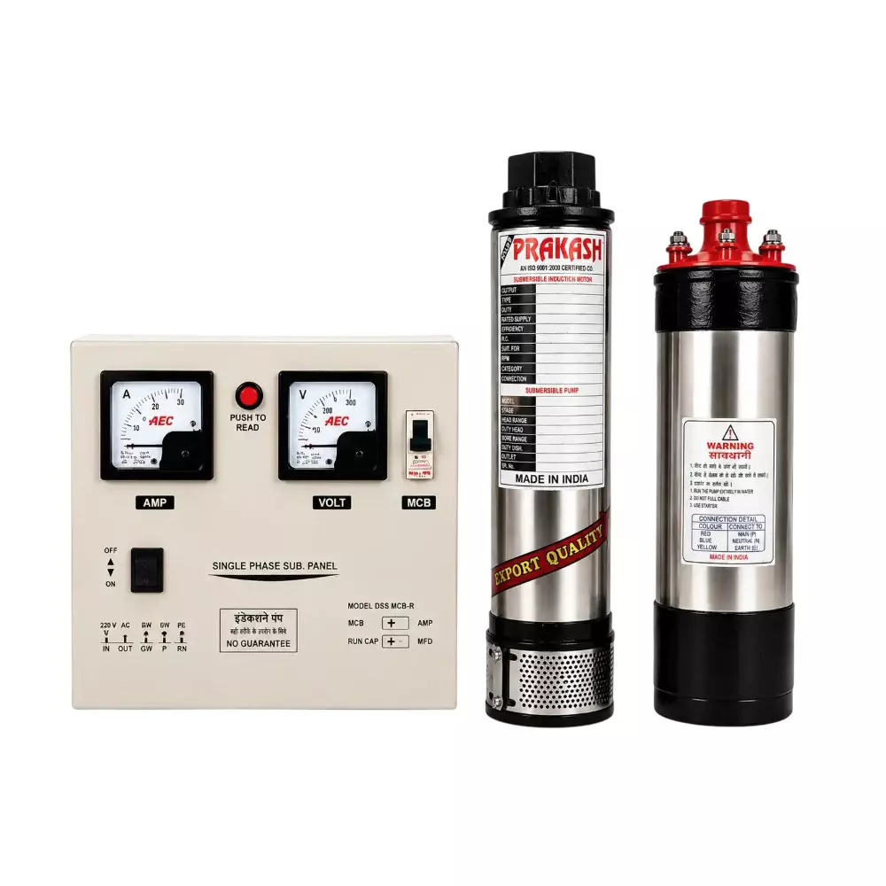BALAJI PRAKASH 2 HP Single Phase Oil Filled Submersible Pump With Control Panel 100 mm Bore Size 60 m Head Range