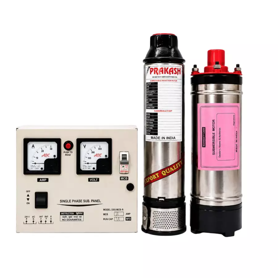 BALAJI PRAKASH 1 HP Single Phase Water Filled Submersible Pump With Control Panel 100 mm Bore Size 40 m Head Range