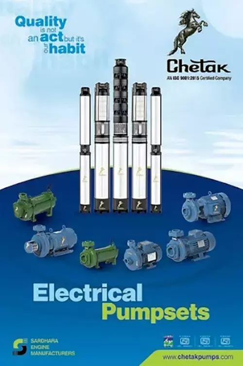 Chetak 20 HP Three Phase 6 Stage 175 mm Borewell Mixed Flow Submersible Pumpset, 76CM30-2006