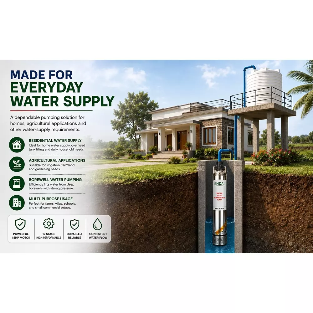 jindal-15-hp-single-phase-water-filled-borewell-submersible-pump-with-control-panel-and-30m-safety-wire