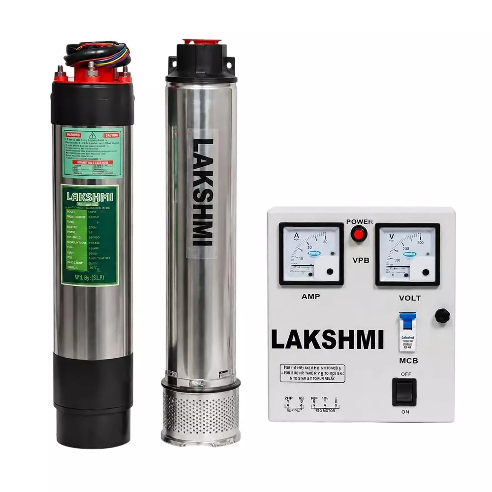Lakshmi 1 HP Borewell Submersible With Control Panel 30.48 m (100 ft) Bore 10 Stage Single Phase, Lakshmi_A1