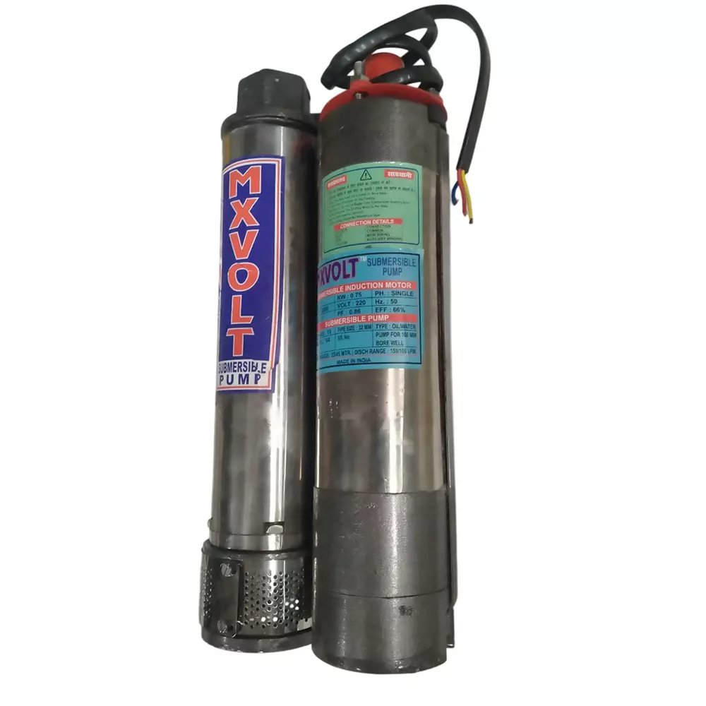 MXVOLT 1HP 4 Inch Oil Filled Single Phase Borewell Submersible Pump