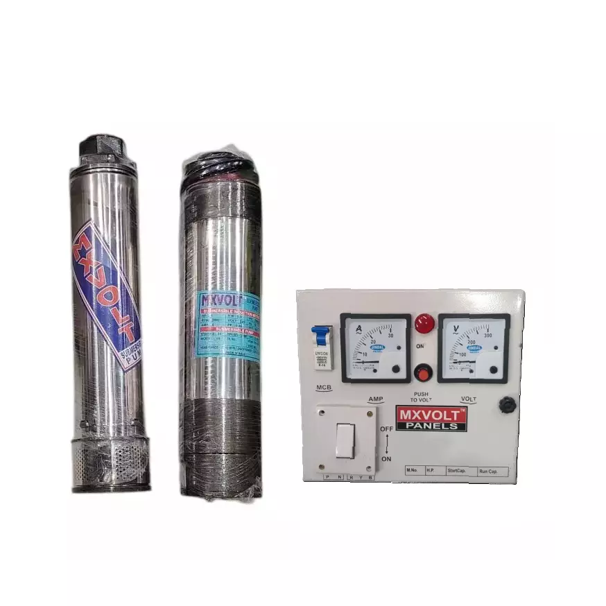 MXVOLT 1HP 4 Inch Oil Filled Borewell Submersible Pump with Control Panel