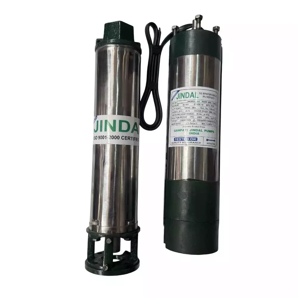 jindal-1hp-single-phase-oil-filled-borewell-submersible-pump-with-control-panel-and-30m-safety-wire