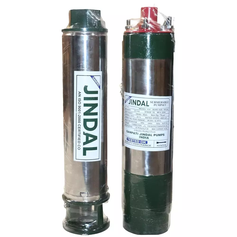 Jindal 1 HP 4 inch 10 Stage Single Phase Oil Filled Borewell Submersible Pump