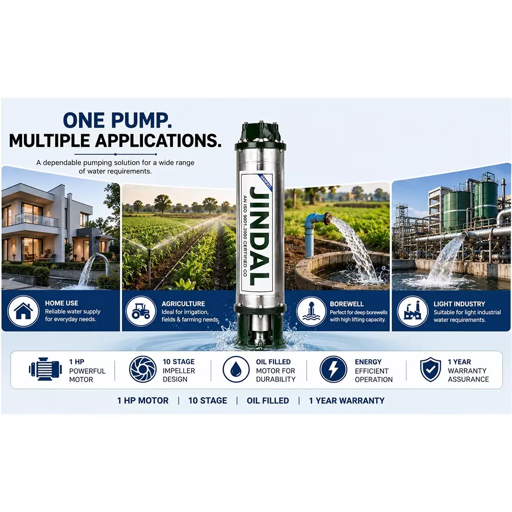 jindal-1-hp-4-inch-10-stage-single-phase-oil-filled-borewell-submersible-pump