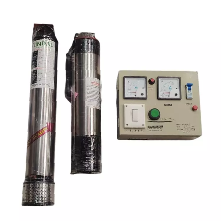 Jindal 2 HP 15 Stage Single Phase Oil Filled Borewell Submersible Pump with Control Panel