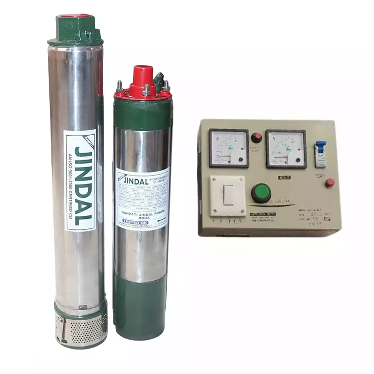 Jindal 2 HP 4 inch 15 Stage Single Phase Oil Filled Borewell Submersible Pump with Control Panel