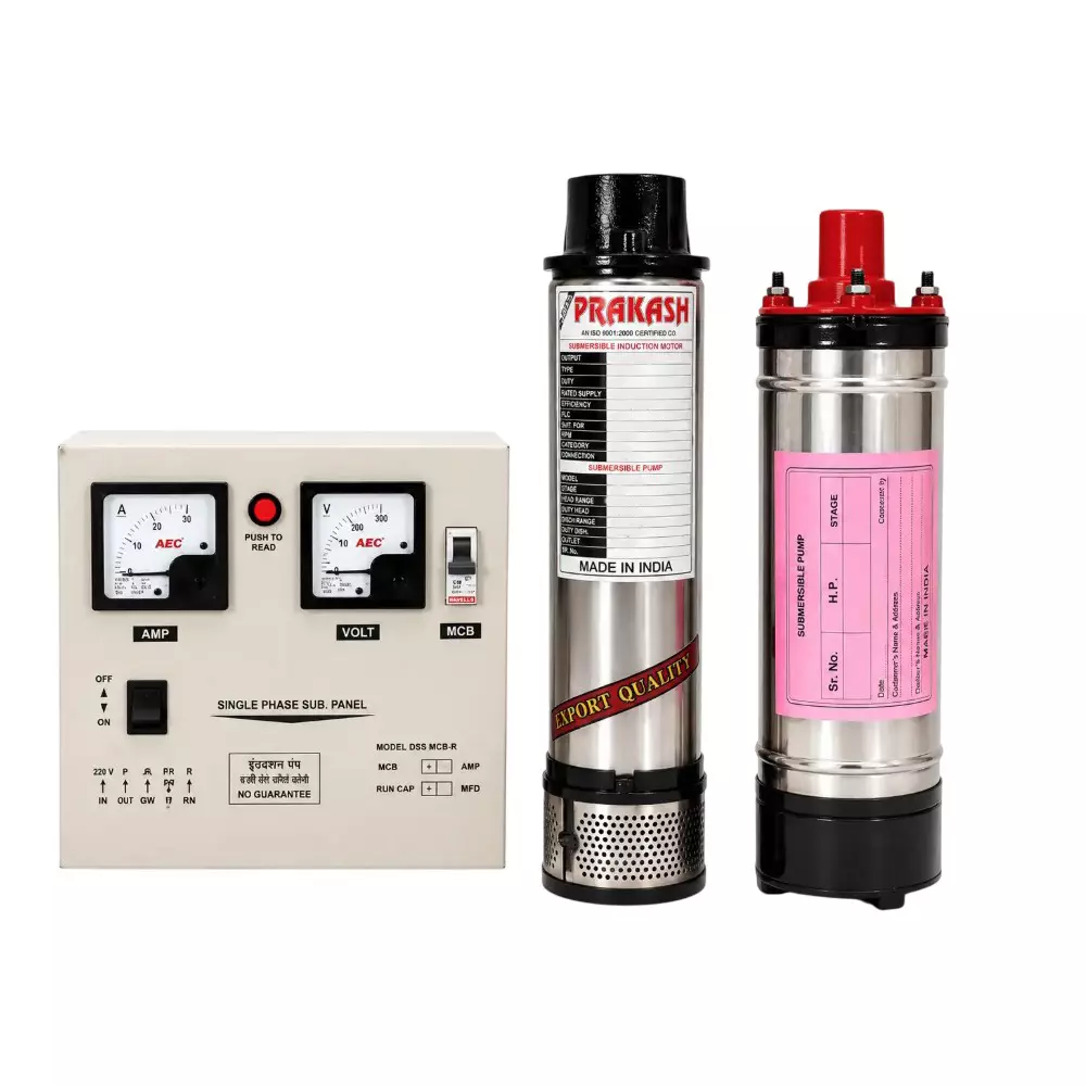 BALAJI PRAKASH 1.5 HP Single Phase Water Filled Submersible Pump With Control Panel 100 mm Bore Size 50 m Head Range
