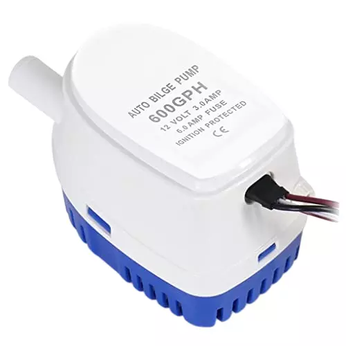 amiciFlo 12 V DC Bilge Pump Intelligent Submersible Automatic On/Off Water Drainage 2000 LPH Flow, 1xDC-BILGE-PP-12V