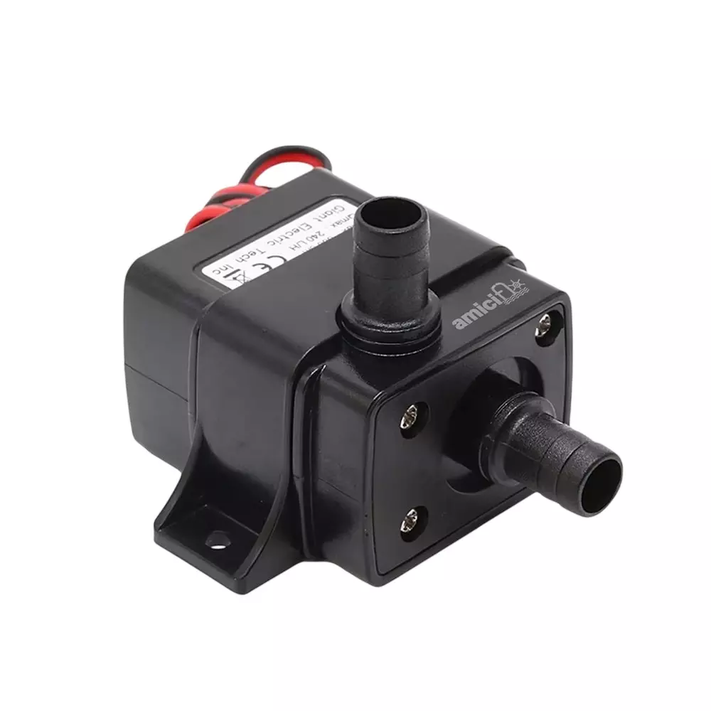amiciFlo Brushless Mini Submersible Water Pump 12 V DC 240 LPH, 4.8 W Motor 8 mm Inlet Outlet for Hydroponics & Water Circulation