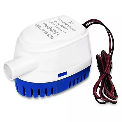 amiciFlo 24 V DC Bilge Pump Intelligent Submersible Automatic On/Off Water Drainage 3600 LPH Flow, 1xDC-BILGE-PP-24V