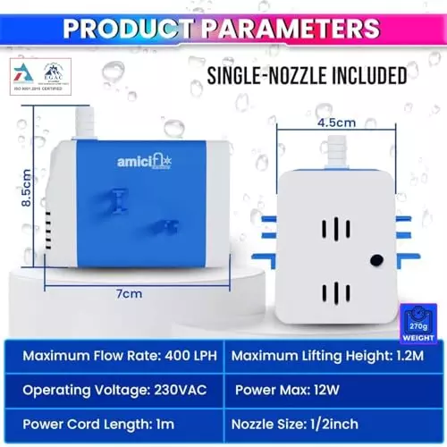 amiciflo-submersible-water-pump-12-w-400-lph-12-m-lift-with-12-inch-125-mm-nozzle