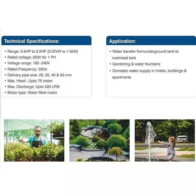 Crompton 1 HP Open Well Submersible Pump C Series Single Phase 12-27 m Head Range and 25 mm Outlet, OWE12(1PH)C-28