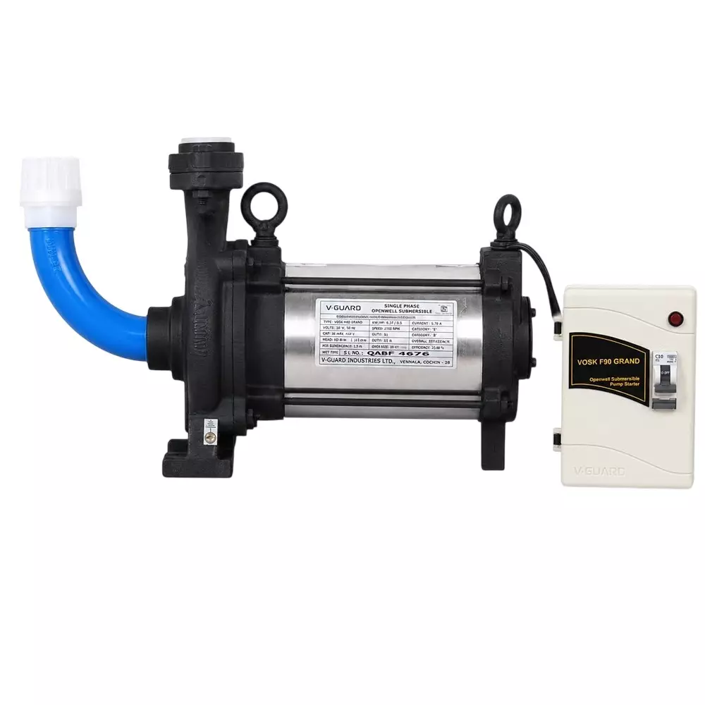 V-Guard 0.5 HP Openwell Submersible Pump With Panel Board 1.9 LPS Flow Rate 0.37 kW Head range 9 - 17 m, VOSK-H60