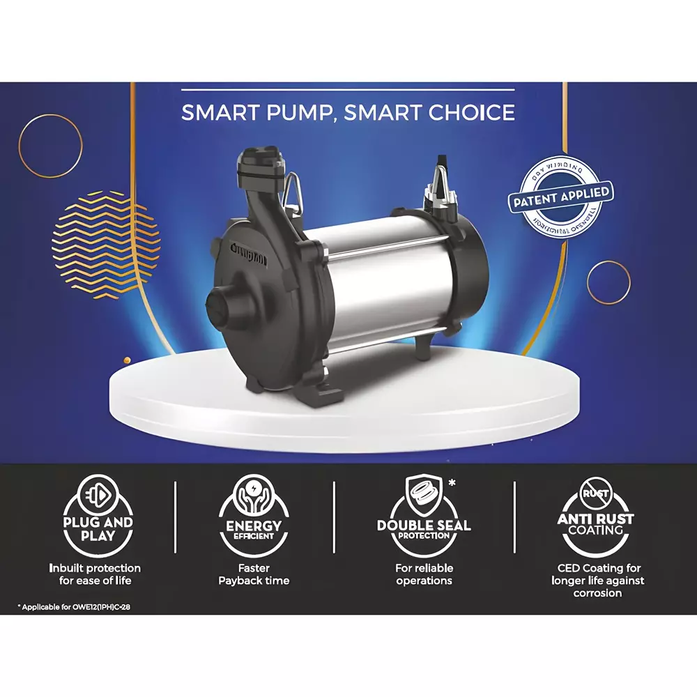 Crompton 0.5 HP Open Well Submersible Pump Single Phase 25 mm Outlet and 145-72 LPH Discharge Range, OWE052(1PH)C-21