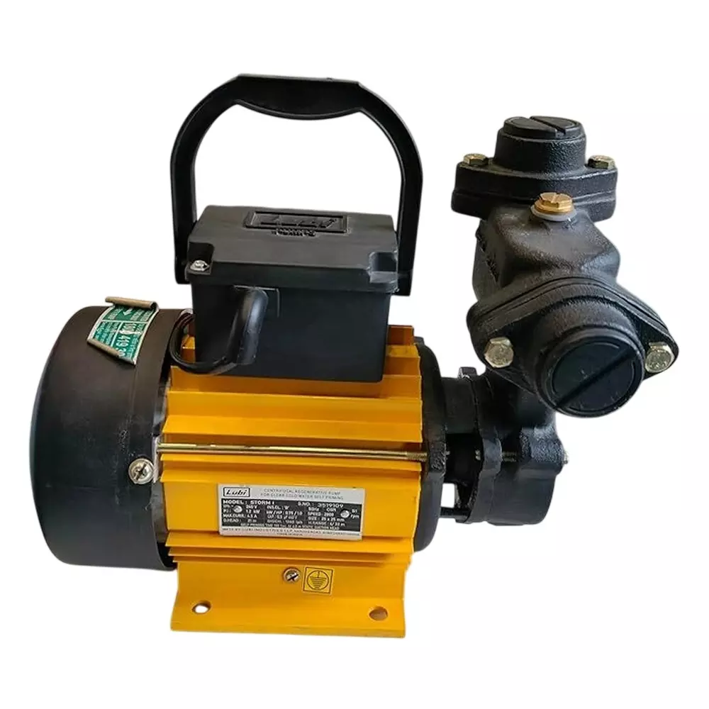 Lubi Storm I Centrifugal Water Pump Single Phase 1 HP Motor Power 21 LPM Flow Rate 6-33 m Head, Black & Yellow