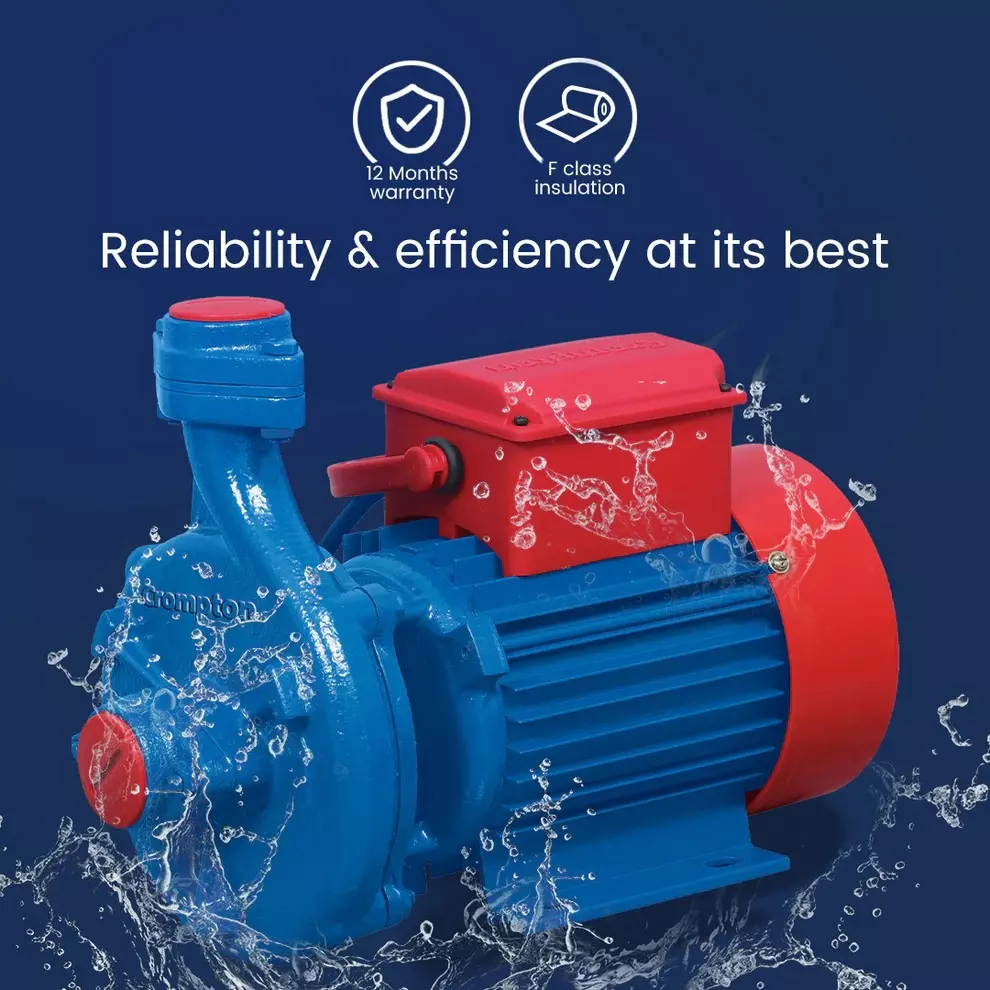Crompton 0.5 HP Centrifugal Monoset Pump MA Series Single Phase and 90-50 LPH Flow Rate, MAD052(1PH)Y-14