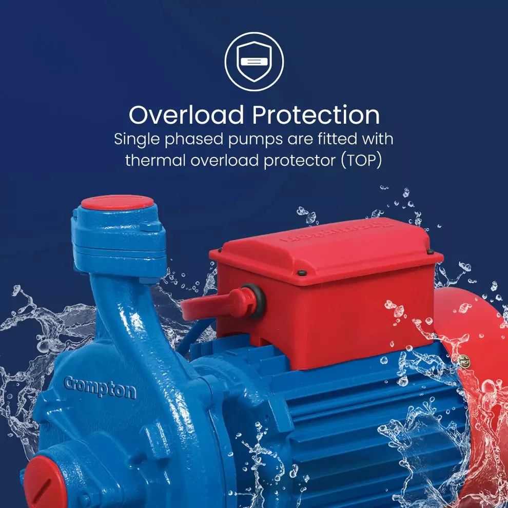 Crompton 0.5 HP Centrifugal Monoset Pump MA Series Single Phase and 90-50 LPH Flow Rate, MAD052(1PH)Y-14