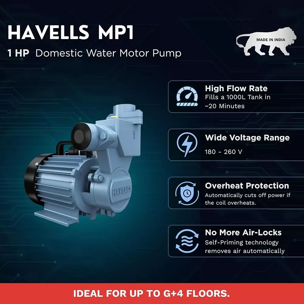 havells-1-hp-domestic-monoblock-pump-3000-lph-flow-rate-head-range-6--40-m-mp1