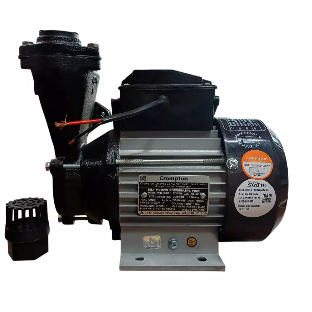 Crompton 1 HP Self Priming Mini Pump Sure Fill Dura Series Single Phase and 2600-700 LPH Flow Rate, WIN DURA I
