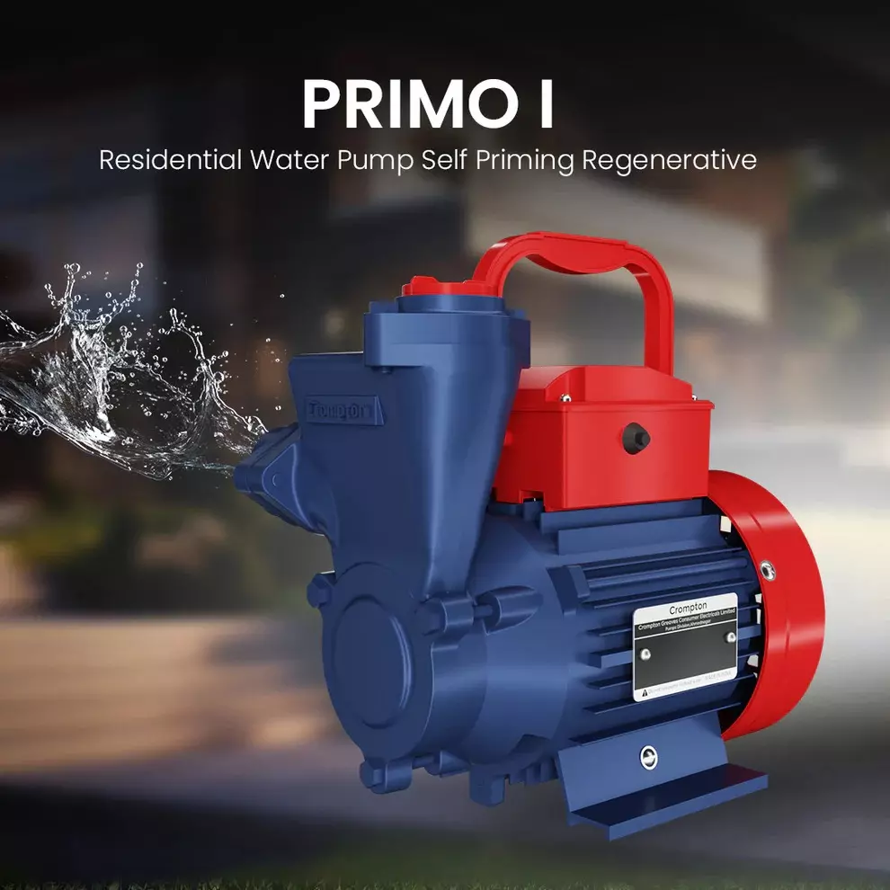 Crompton 1 HP Self Priming Mini Pump Sure Fill Plus Series Single Phase and 2600-700 LPH Flow Rate, PRIMO I