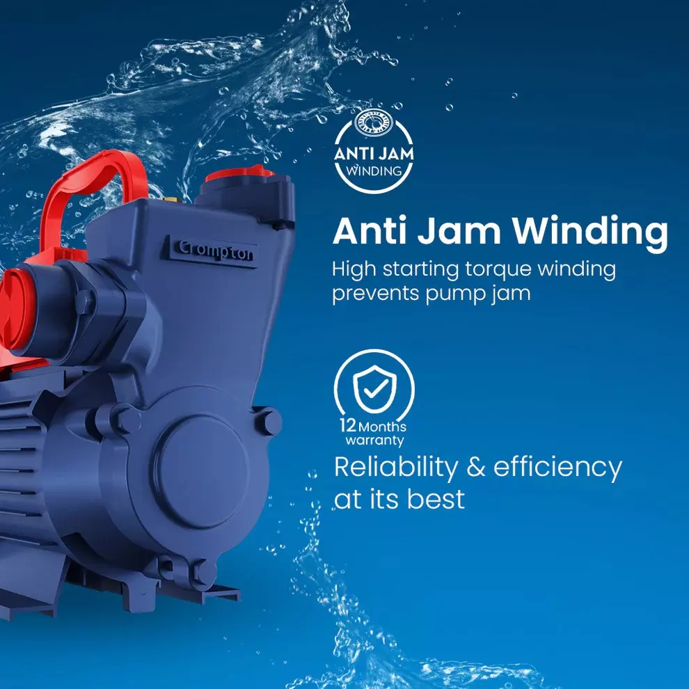 Crompton 1 HP Self Priming Mini Pump Sure Fill Plus Series Single Phase and 2600-700 LPH Flow Rate, PRIMO I