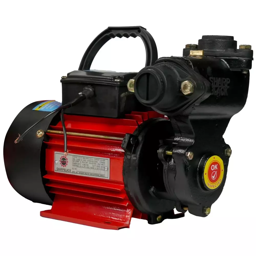 Sharp Pelto 1 HP Self-Priming Monoblock Pump Single Phase Black & Red 28 LPM Flow Rate, 1HP (SB)