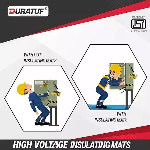 DURATUF XVolt Insulating Mat 1x2 m Size 2 mm Thickness Class A Blue for Electrical Purpose Upto 3.3 kV (Pack of 50)