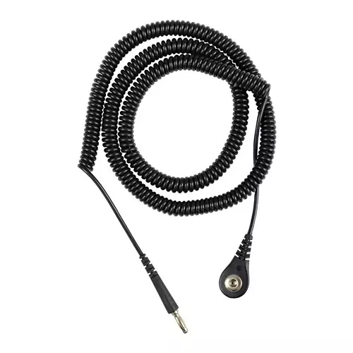 DESCO GROUND CORD, 4MM, 24FT, BLACK, 09682