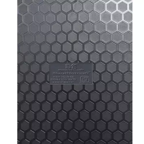 Bharat Electrosafe Insulating Mat Premium Rubber 1x2 m Size and 2 mm Thickness Class A Black for Upto 3.3 kV, BES1001