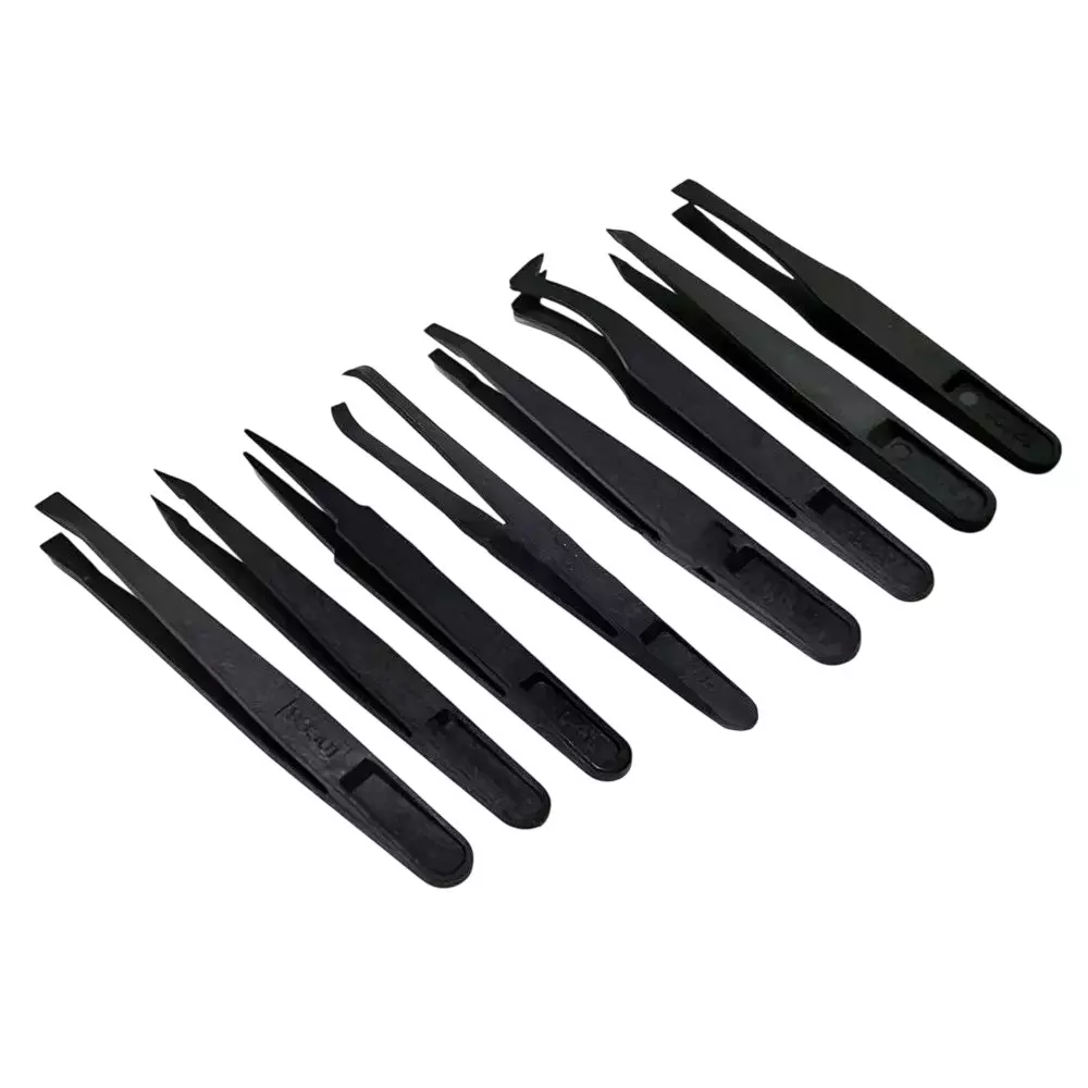GLOBALSS ESD Plastic Tweezers Plastic Black