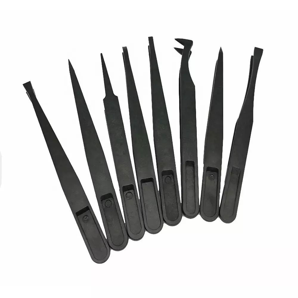 GLOBALSS ESD Plastic Tweezers Plastic Black