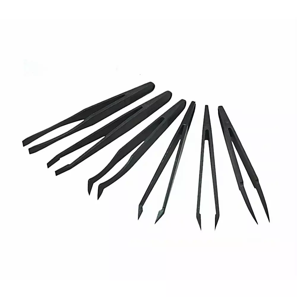 GLOBALSS ESD Plastic Tweezers Plastic Black