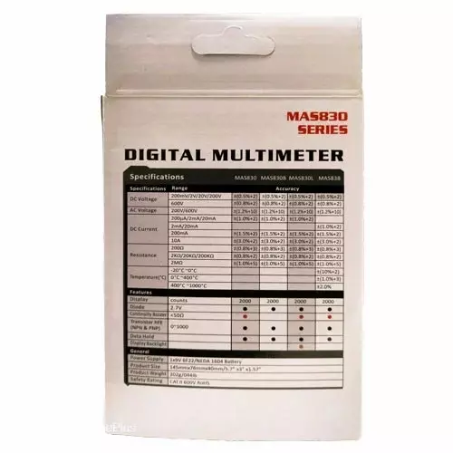 GLOBALSS 830 Series Pocket Size Digital Multimeter 2000 Counts LCD Display 10 Amp, JACKLY 830