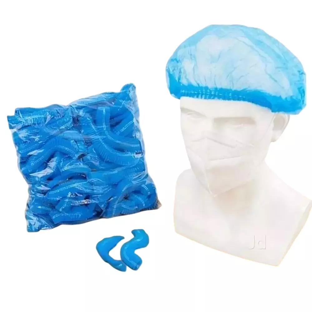 GLOBALSS Disposable Bouffant Cap Non-Woven Fabric Blue (Pack of 200)