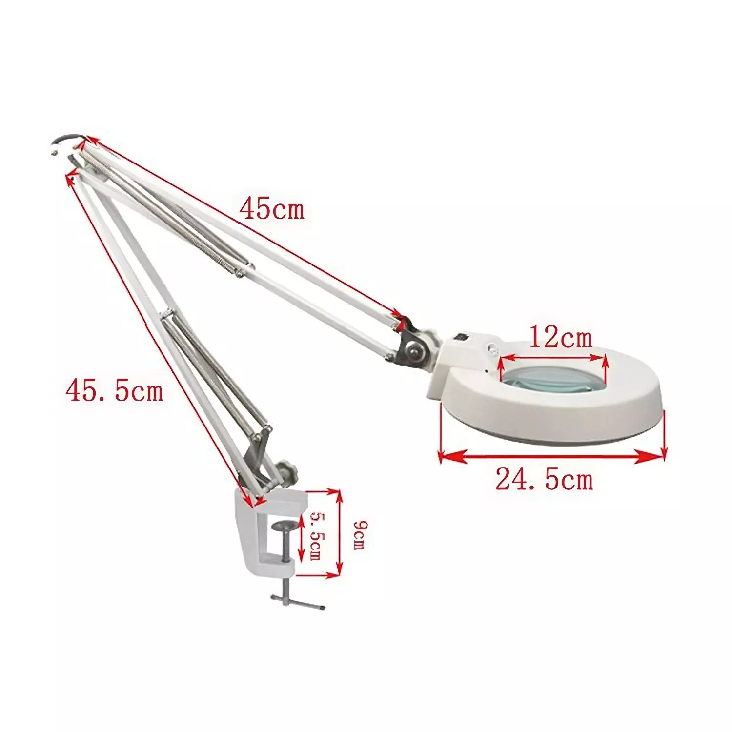 GLOBALSS Base Type LED Magnifying Lamp 10X White 5D 220-240 V