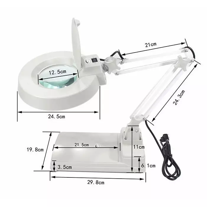 GLOBALSS Base Type LED Magnifying Lamp 10X White 5D 220-240 V