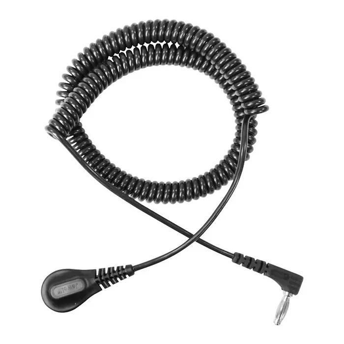 DESCO GROUND CORD, ELASTIC COIL, 6FT, BLACK, 09206