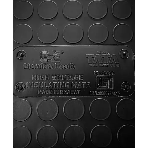 Bharat Electrosafe Electrical Mat 2.5 mm Thickness 11 KV Working Volatge 5 sq mtr Length Black for Industrial Use